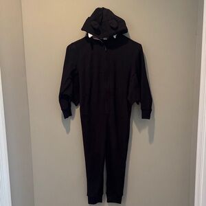Kids Fleece Black Hooded One Piece